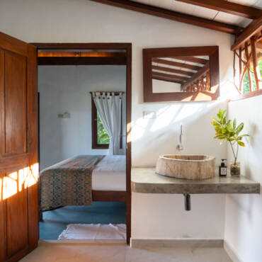 private small bathroom of small double room in java villa